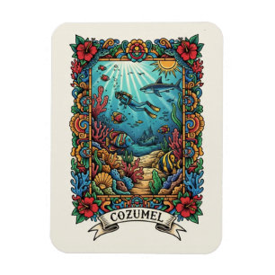 Dykare i Cozumel Mexiko Resa Magnet