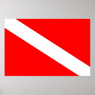 dykare med rött diagonalmått för flagga poster