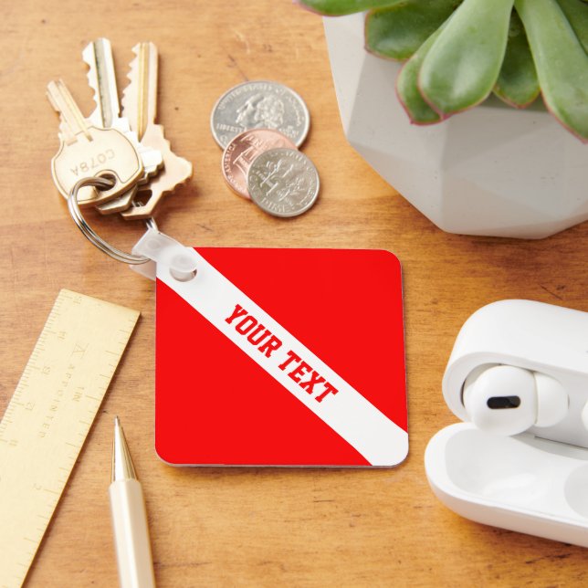 Dykare Ner Flagga Din Text Nyckelring (Skrivbord)