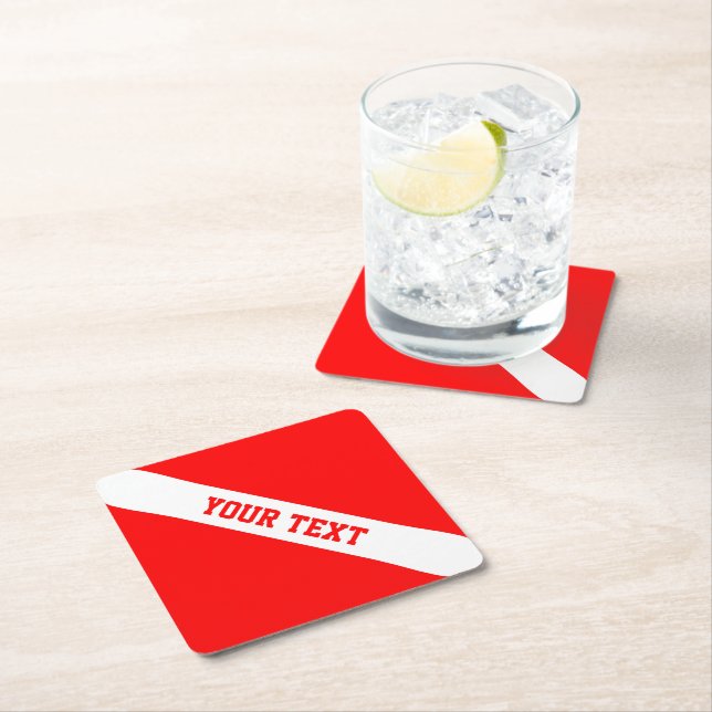 Dykare Ner Flagga Din Text Underlägg Papper Kvadrat (Insitu)