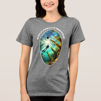 Dykare Siluett med Sköldpadda, Fisk och Kelp T Shirt