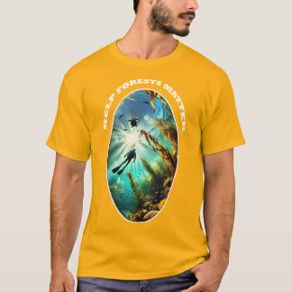 Dykare Siluett med Sköldpadda, Fisk och Kelp T Shirt