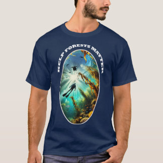 Dykare Siluett med Sköldpadda, Fisk och Kelp T Shirt