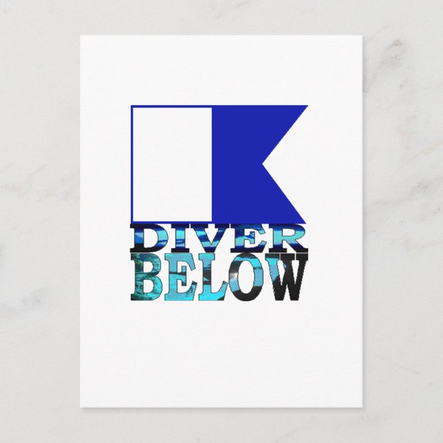 dykare under blått postkort vykort (Framsida)