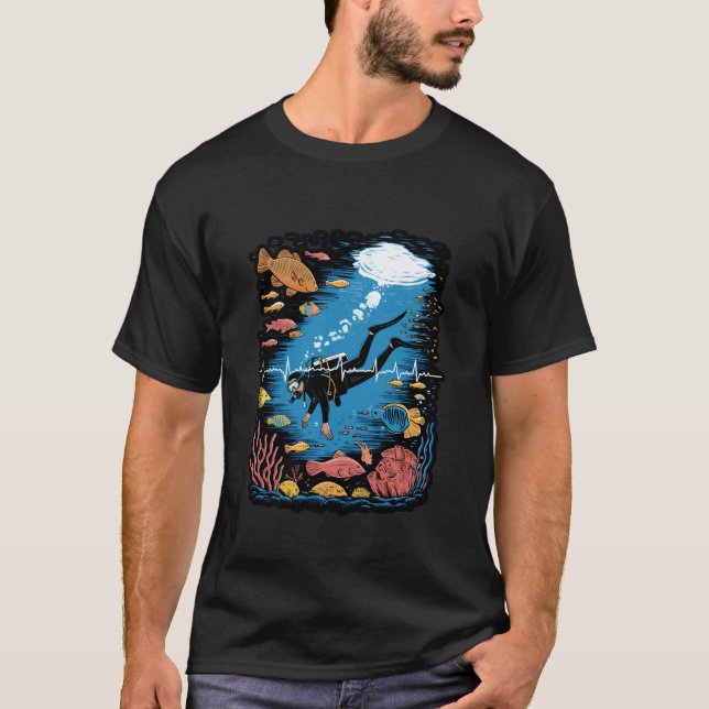 Dykarhjärtlinjedesign T Shirt (Framsida)