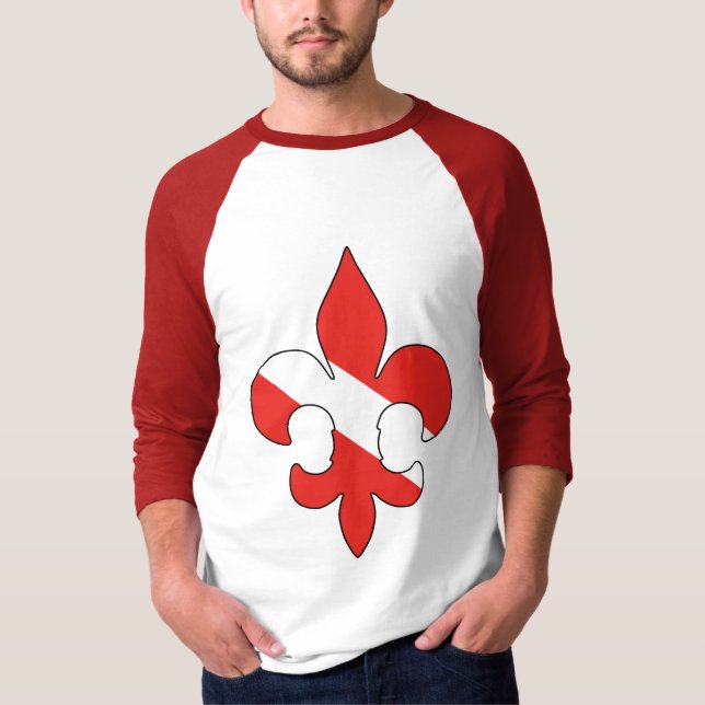 Dykflagga Fleur de lis Skjorta Tee Shirt (Framsida)