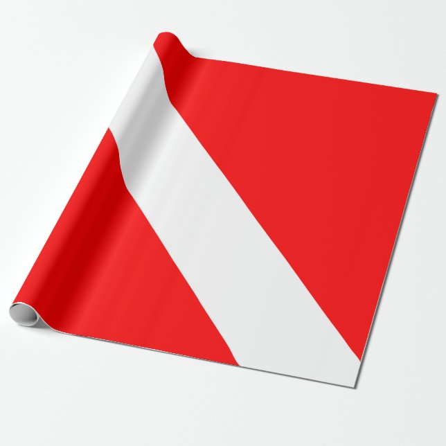 Dykflagga Scuba Dykare Dykare Ner Presentpapper (Utrullad)
