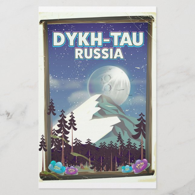 Dykh-Tau Rysk reseaffisch. Brevpapper (Framsida)