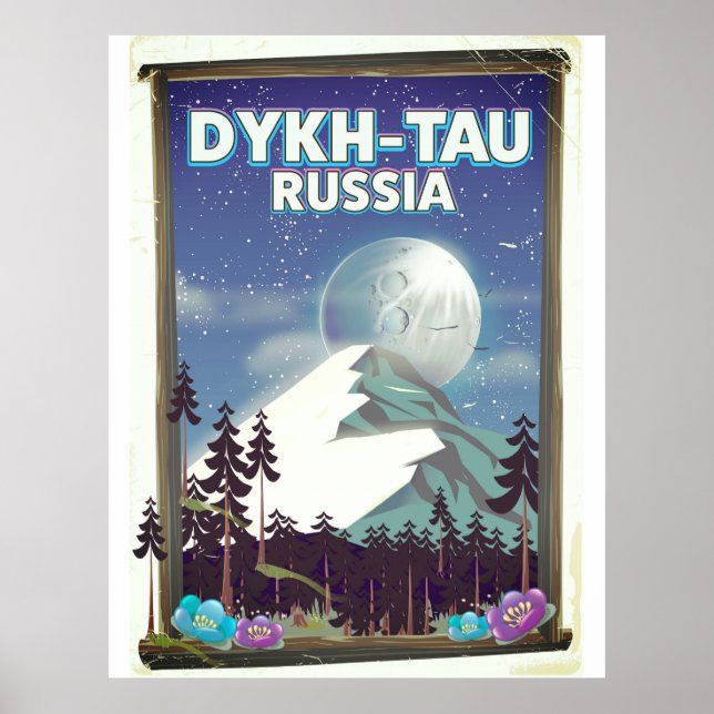 Dykh-Tau Ryssland resaffisch. Poster (Framsidan)