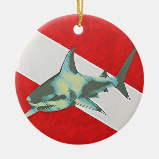dykhaj av flagga julgransprydnad keramik (Framsidan)