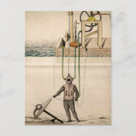 Dykillustration i vintage-stil vykort