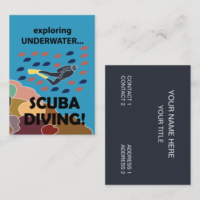 Dykinstruktör för Scuba Diving Visitkort (Fram/baksida)