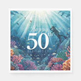 Dykning 50-årsdag undervattensfödelsedagskort pappersservett