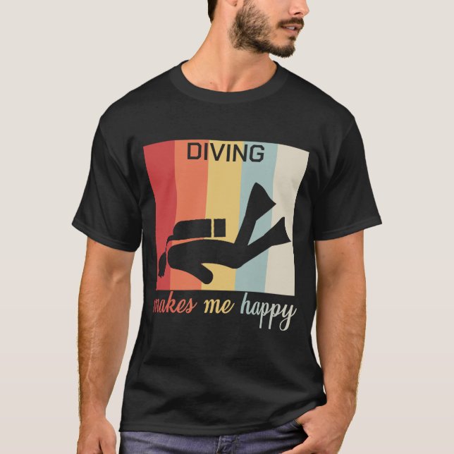 Dykning gör mig den lyckliga dykScubadykare den T Shirt (Framsida)