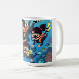 Dykning med familjen är kul kaffemugg