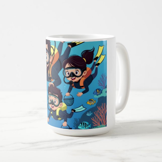 Dykning med familjen är kul kaffemugg (Framsida höger)