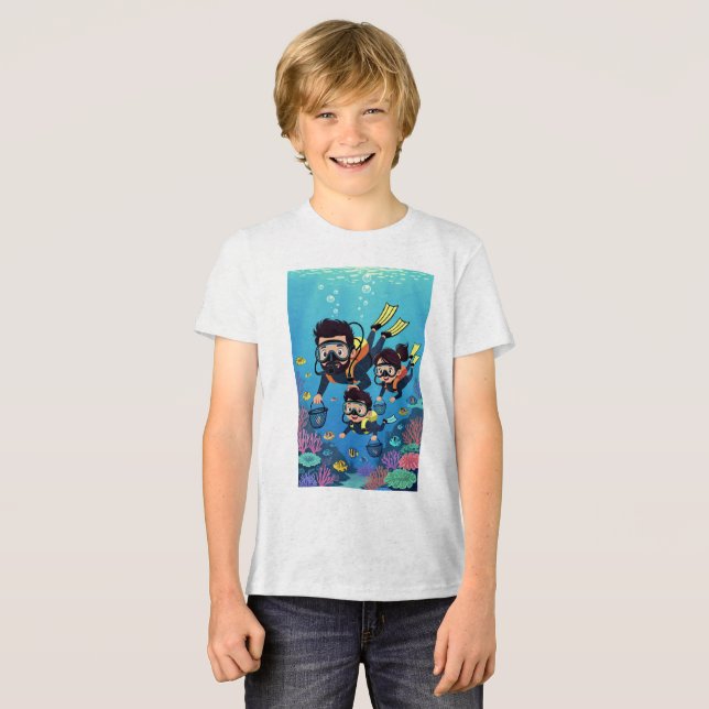 Dykning med familjen är kul t shirt (Framsida Full)