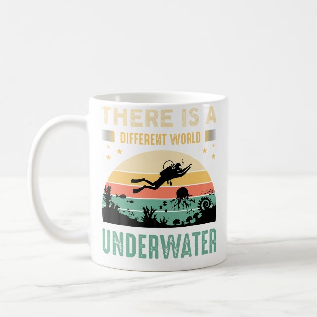 Dykning Scuba Diver Dykning Dykskola Kaffemugg (Vänster)