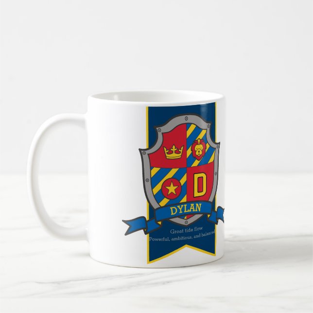 Dylan bokstav D heraldik röd blå namn betydelse mu Kaffemugg (Vänster)