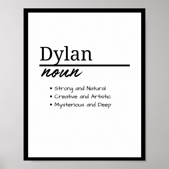 Dylan, Boy Personlig Namn Definition Poster (Framsidan)