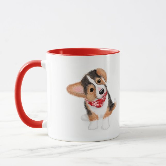 Dylan Corgi puppy-julen mugg (Vänster)