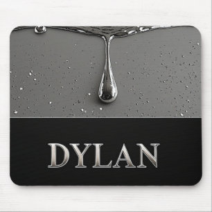 Dylan Krom Namnskylt Med Flytande Metalldroppar Musmatta