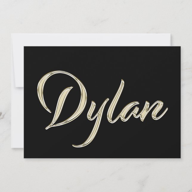 Dylan Name white gold Handwriting Karte Kort (Framsida)