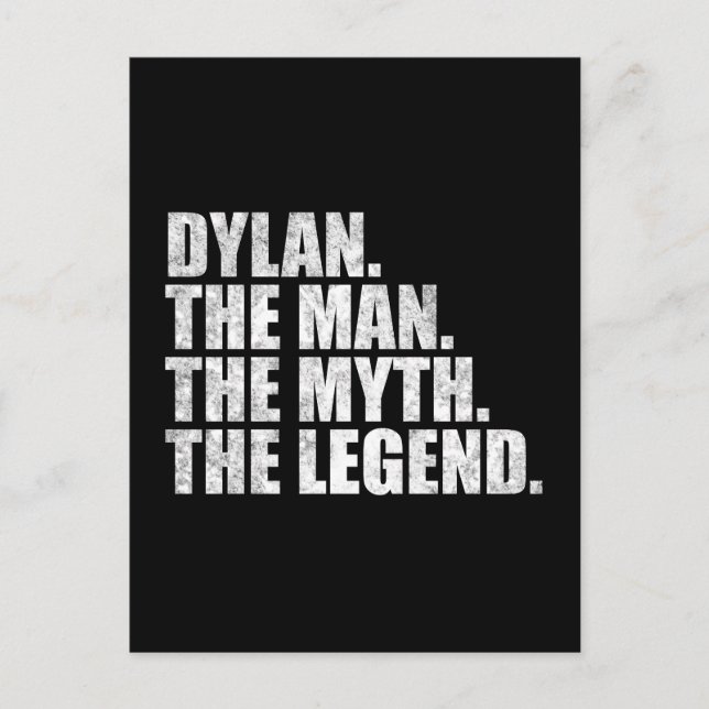 Dylan namn, Dylan Mannen Myten Legenden Vykort (Framsida)