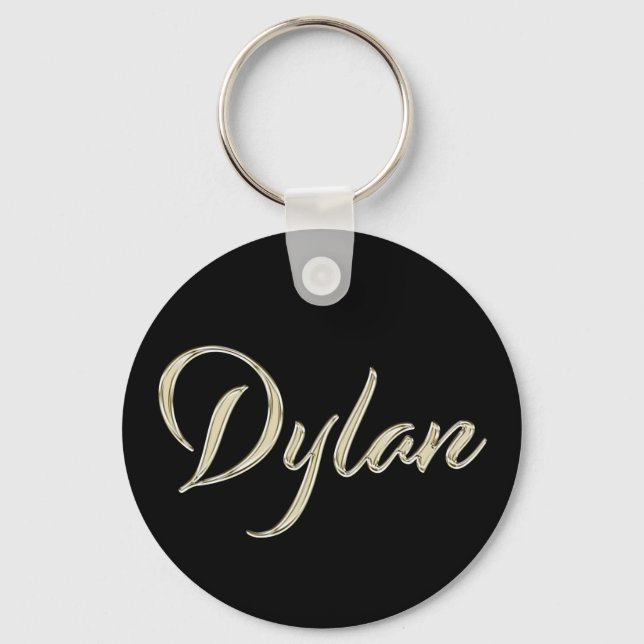 Dylan Namn whitegold Button Schlüsselanhänger Nyckelring (Framsida)