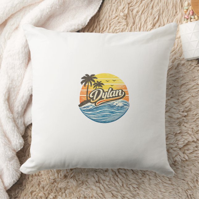 Dylan Retro Sunset Namn Design Kudde (Filt)