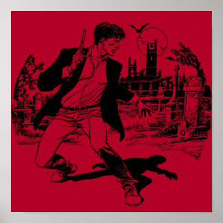 Dylan, svart och vit Hund Poster