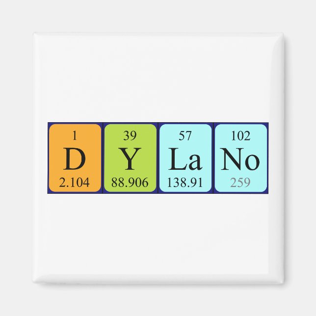 Dylano Periodisk bord namn magnet (Framsidan)