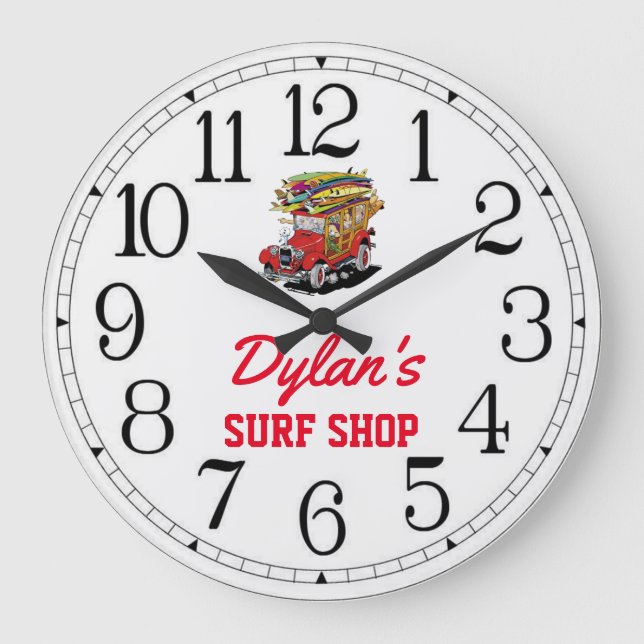 Dylans Surfa Shop Woody Large Clock Stor Klocka (Framsida)