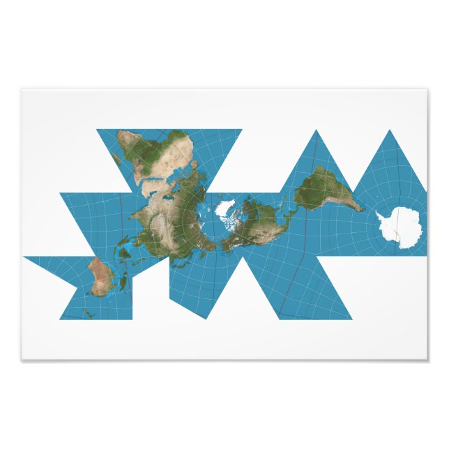 Dymaxion världskarta eller Fuller världskarta Fototryck (Framsidan)
