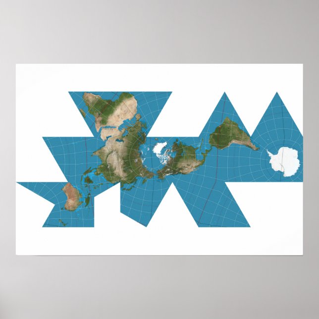 Dymaxion världskarta eller Fuller världskarta Poster (Framsidan)