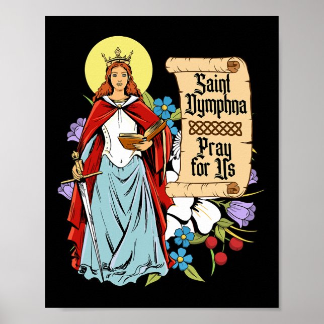 Dymphna Purity Lily Patron Saint Mental Health Cat Poster (Framsidan)