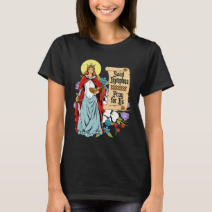 Dymphna Purity Lily Patron Saint Mental Health Cat T Shirt