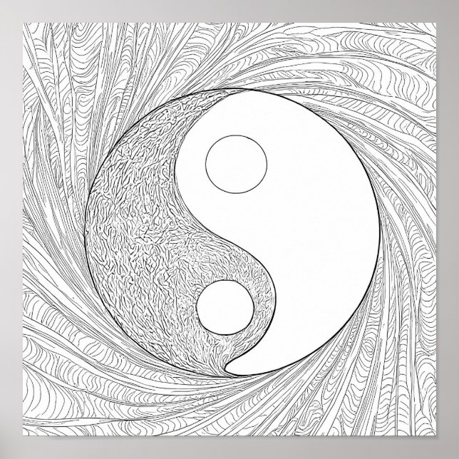 Dynamic Abstract Line Art: Flowing Energy Yin Yang Poster (Framsidan)