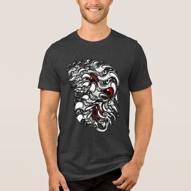 Dynamic Abstrakt Red Surrealist Eyeball Art T Shirt (Framsida)