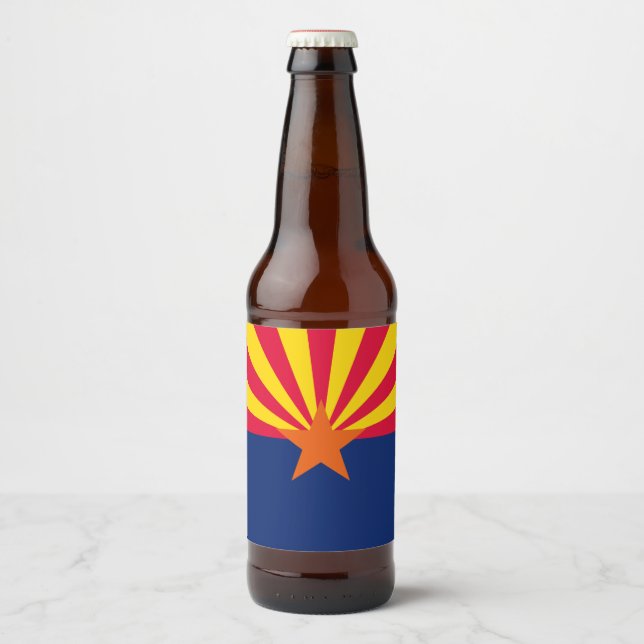 Dynamic Arizona Statlig flagga Graphic på en Ölflaska Etikett (Framsida)
