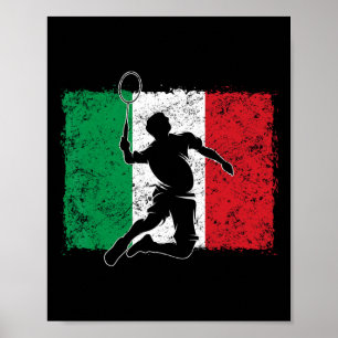 Dynamic Badminton Player italiensk Flagga Leap Poster