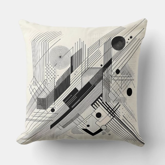 Dynamic Black & White Geometry Kudde (Framsida)