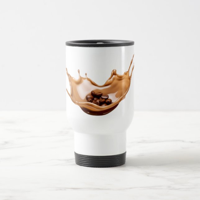 Dynamic Coffee Splash Travel  Mug /Coffee Bean Art Resemugg (Center)