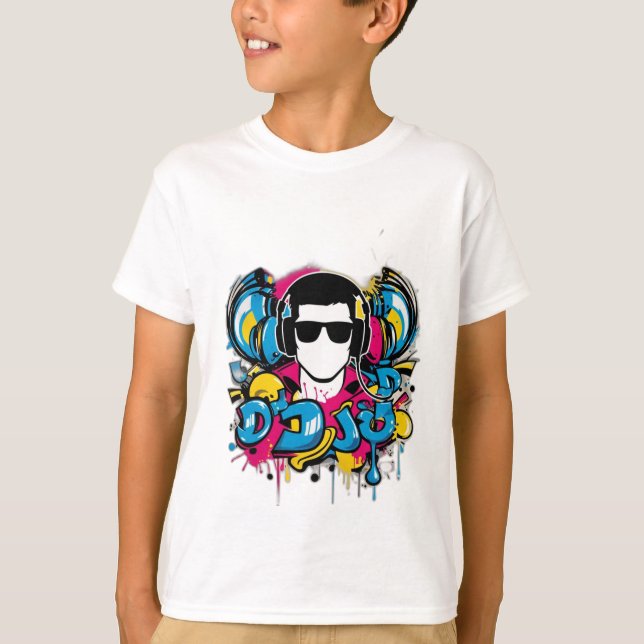 Dynamic DJ Graffiti T-Shirt Design (Framsida)