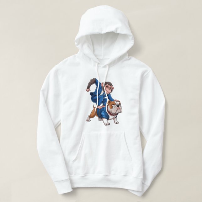 Dynamic Duo: Monkey och Bulldog i Stil Hoodie (Design framsida)