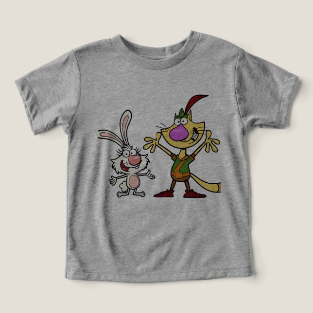 Dynamic Duo - Silly Cat and Rabbit t-shert  bebe T Shirt (Design Framsida)