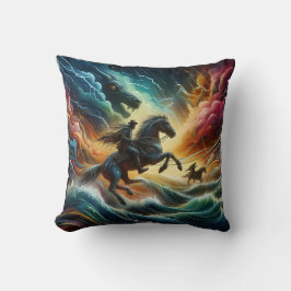 Dynamic Duo: Stormy Horseback Adventure Kudde