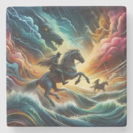 Dynamic Duo: Stormy Horseback Adventure Stenunderlägg