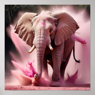 Dynamic Elephant - Colorful Wildlife Art Poster