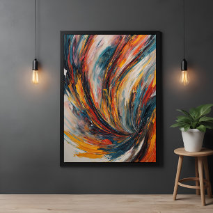 Dynamic Flame Abstrakt Expressionism Art Poster